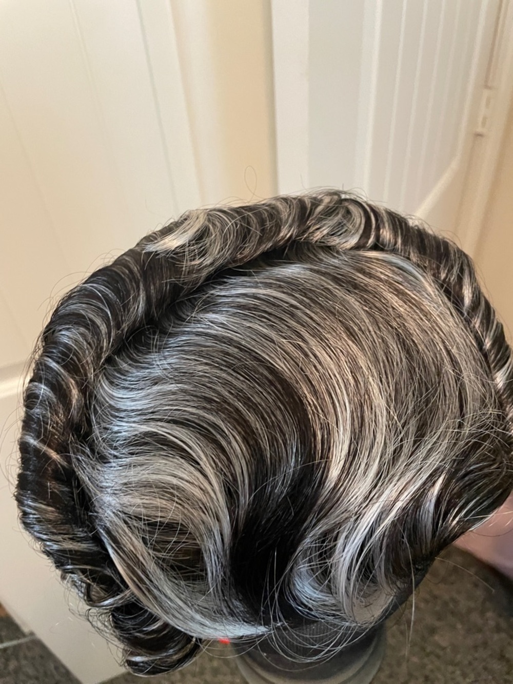 Synthetic Short Curly Wig in Black & Silver Highlights - Women Hair